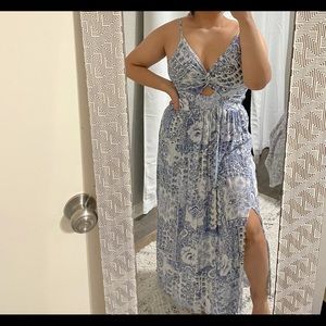 Angie Paisley Patchwork Pattern Mix Dress Blue Small